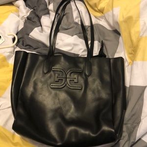 Black Faux Leather Shoulder Purse